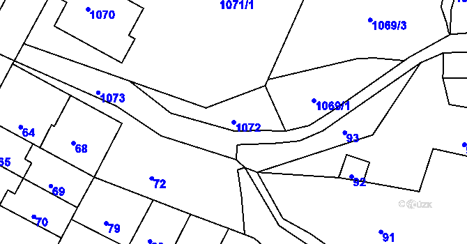 Parcela st. 1072 v KÚ Mimoň, Katastrální mapa