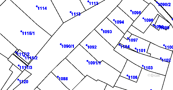 Parcela st. 1092 v KÚ Mimoň, Katastrální mapa