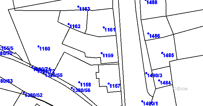 Parcela st. 1159 v KÚ Mimoň, Katastrální mapa