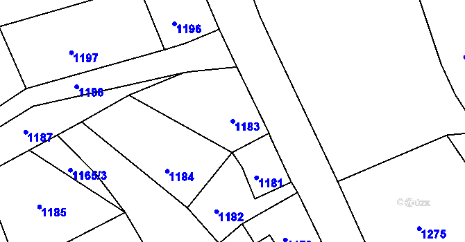 Parcela st. 1183 v KÚ Mimoň, Katastrální mapa