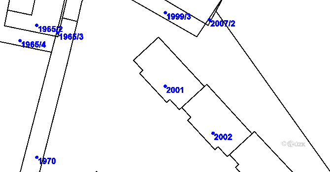 Parcela st. 2001 v KÚ Mimoň, Katastrální mapa