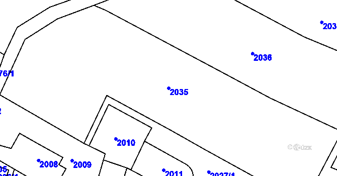 Parcela st. 2035 v KÚ Mimoň, Katastrální mapa