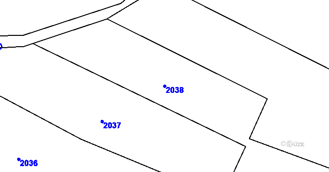 Parcela st. 2038 v KÚ Mimoň, Katastrální mapa