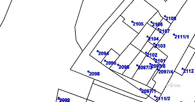 Parcela st. 2094 v KÚ Mimoň, Katastrální mapa