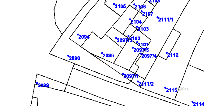 Parcela st. 2096 v KÚ Mimoň, Katastrální mapa