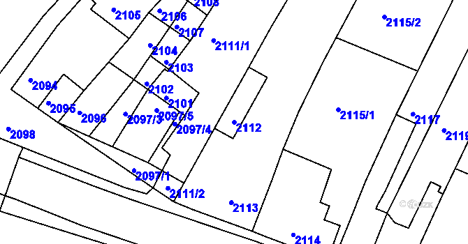Parcela st. 2112 v KÚ Mimoň, Katastrální mapa