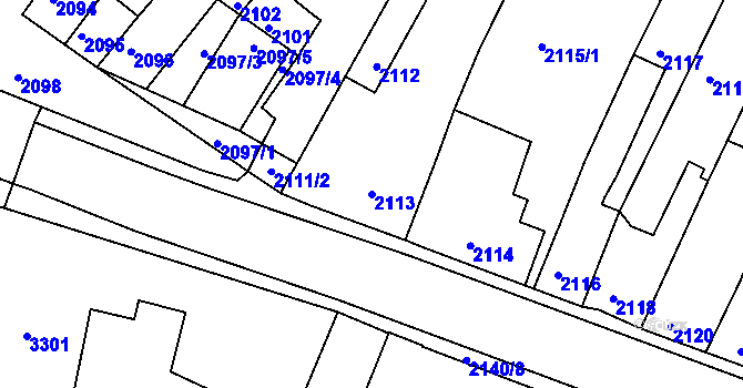 Parcela st. 2113 v KÚ Mimoň, Katastrální mapa