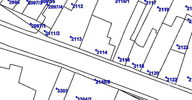 Parcela st. 2114 v KÚ Mimoň, Katastrální mapa