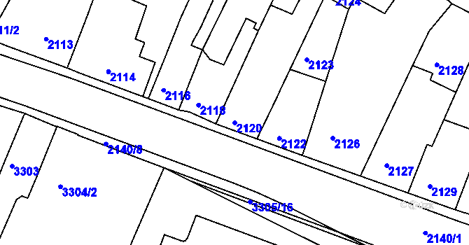 Parcela st. 2120 v KÚ Mimoň, Katastrální mapa