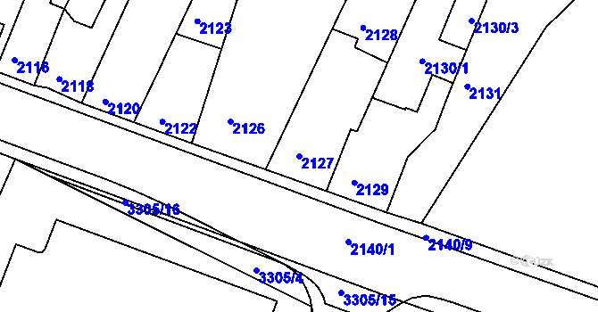 Parcela st. 2127 v KÚ Mimoň, Katastrální mapa