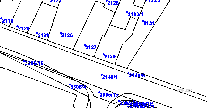Parcela st. 2129 v KÚ Mimoň, Katastrální mapa