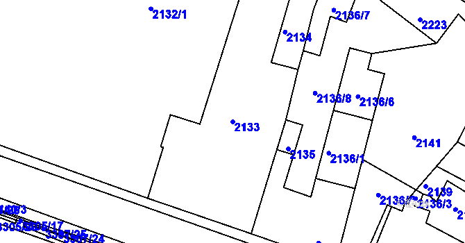 Parcela st. 2133 v KÚ Mimoň, Katastrální mapa
