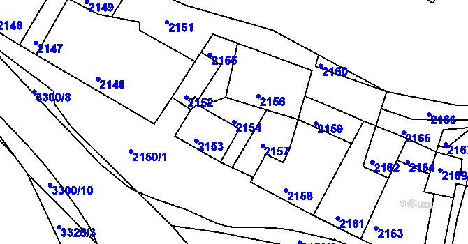 Parcela st. 2154 v KÚ Mimoň, Katastrální mapa
