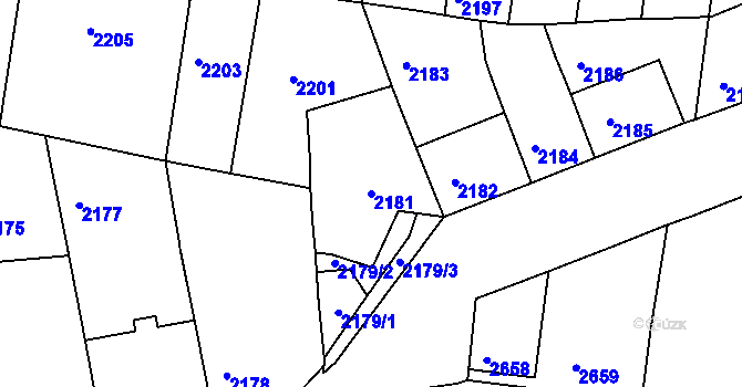 Parcela st. 2181 v KÚ Mimoň, Katastrální mapa