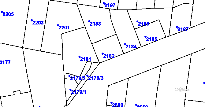Parcela st. 2182 v KÚ Mimoň, Katastrální mapa