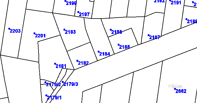 Parcela st. 2184 v KÚ Mimoň, Katastrální mapa