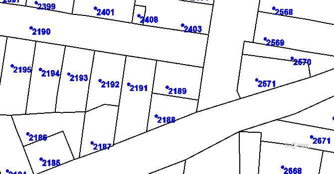 Parcela st. 2189 v KÚ Mimoň, Katastrální mapa