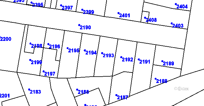 Parcela st. 2193 v KÚ Mimoň, Katastrální mapa