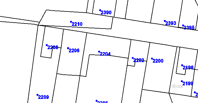 Parcela st. 2204 v KÚ Mimoň, Katastrální mapa