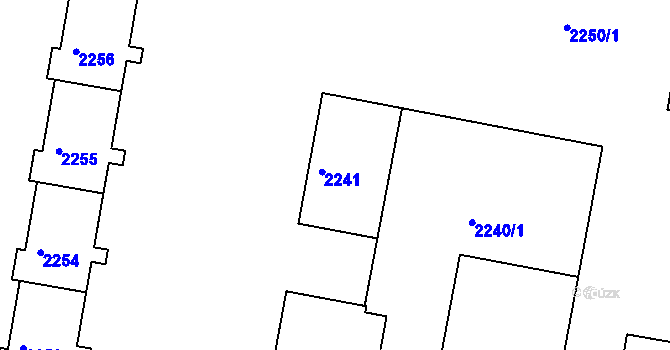 Parcela st. 2241 v KÚ Mimoň, Katastrální mapa