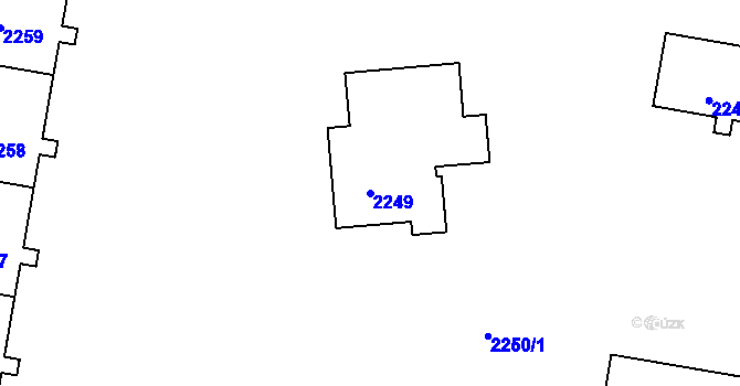 Parcela st. 2249 v KÚ Mimoň, Katastrální mapa