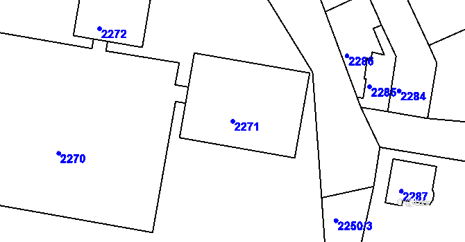 Parcela st. 2271 v KÚ Mimoň, Katastrální mapa
