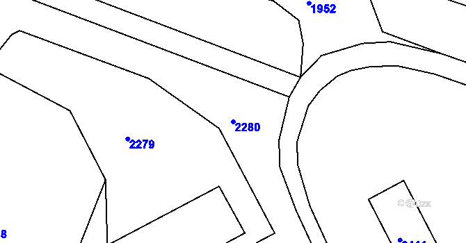 Parcela st. 2280 v KÚ Mimoň, Katastrální mapa