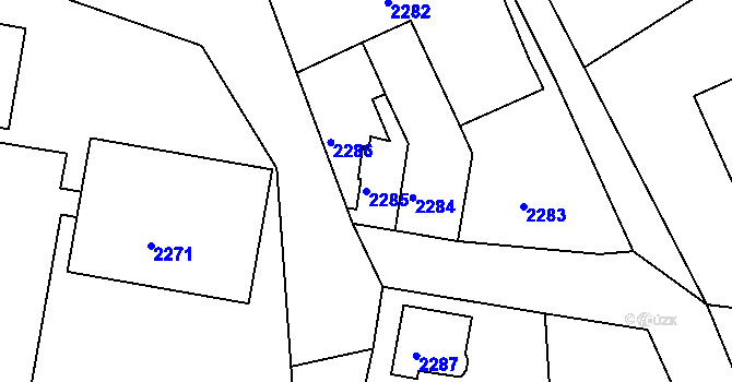 Parcela st. 2285 v KÚ Mimoň, Katastrální mapa