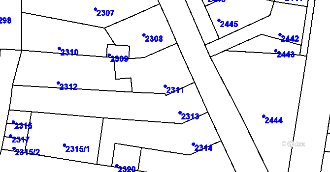 Parcela st. 2311 v KÚ Mimoň, Katastrální mapa