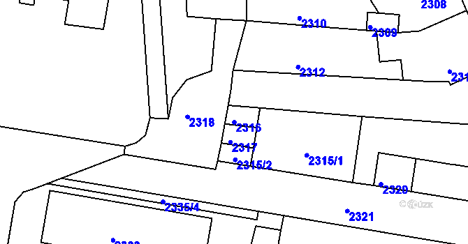 Parcela st. 2316 v KÚ Mimoň, Katastrální mapa