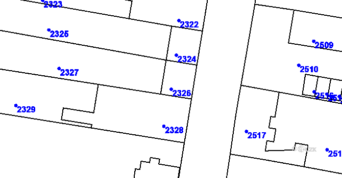 Parcela st. 2326 v KÚ Mimoň, Katastrální mapa