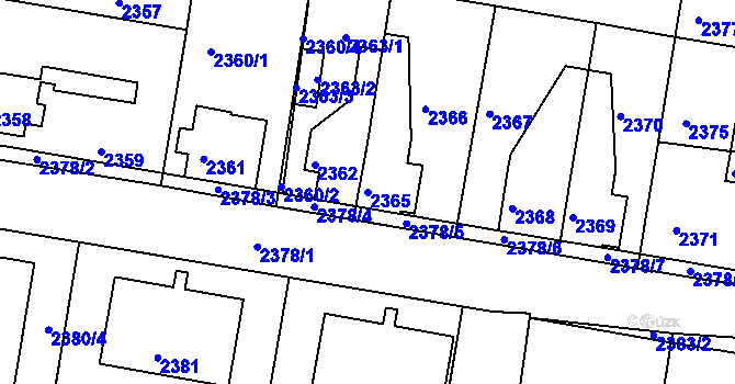 Parcela st. 2365 v KÚ Mimoň, Katastrální mapa