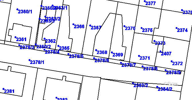 Parcela st. 2368 v KÚ Mimoň, Katastrální mapa