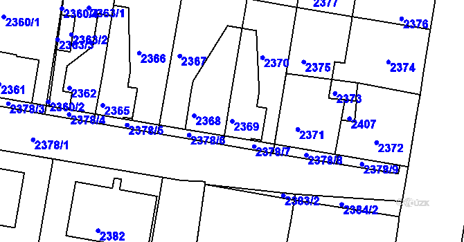 Parcela st. 2369 v KÚ Mimoň, Katastrální mapa