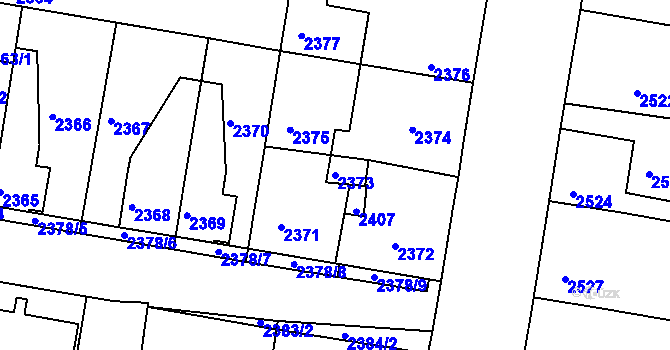 Parcela st. 2373 v KÚ Mimoň, Katastrální mapa