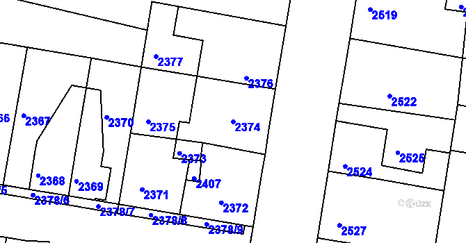 Parcela st. 2374 v KÚ Mimoň, Katastrální mapa
