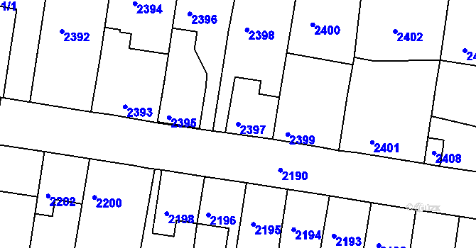 Parcela st. 2397 v KÚ Mimoň, Katastrální mapa