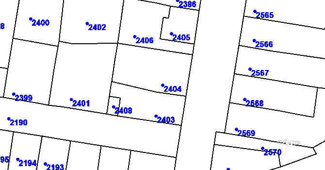 Parcela st. 2404 v KÚ Mimoň, Katastrální mapa