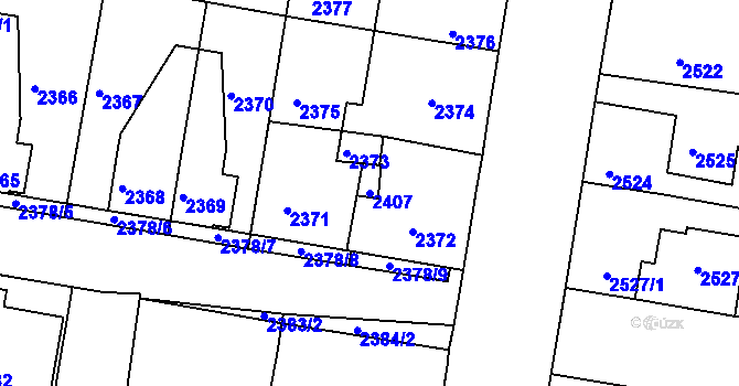 Parcela st. 2407 v KÚ Mimoň, Katastrální mapa
