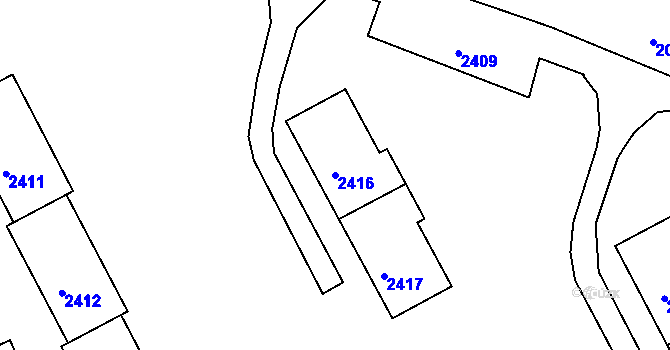 Parcela st. 2416 v KÚ Mimoň, Katastrální mapa