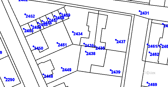 Parcela st. 2435 v KÚ Mimoň, Katastrální mapa