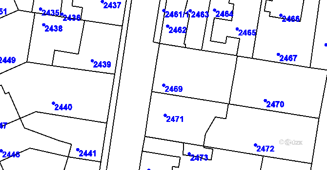 Parcela st. 2469 v KÚ Mimoň, Katastrální mapa