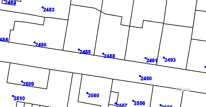 Parcela st. 2488 v KÚ Mimoň, Katastrální mapa