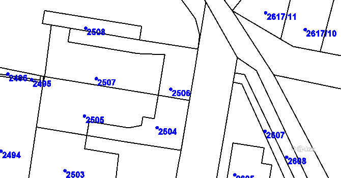 Parcela st. 2506 v KÚ Mimoň, Katastrální mapa
