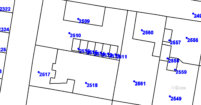 Parcela st. 2513 v KÚ Mimoň, Katastrální mapa