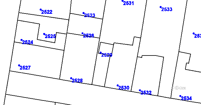 Parcela st. 2529 v KÚ Mimoň, Katastrální mapa