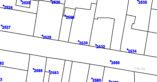 Parcela st. 2530 v KÚ Mimoň, Katastrální mapa