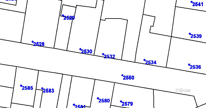 Parcela st. 2532 v KÚ Mimoň, Katastrální mapa
