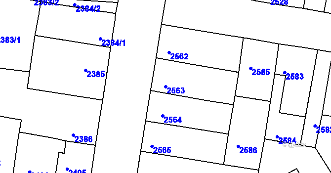 Parcela st. 2563 v KÚ Mimoň, Katastrální mapa