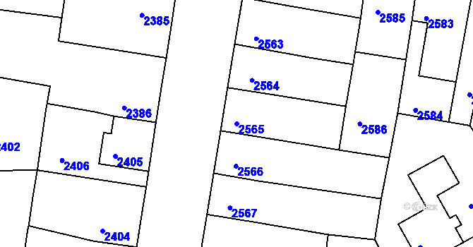 Parcela st. 2565 v KÚ Mimoň, Katastrální mapa